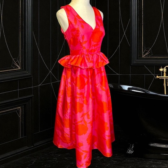 NWT Kate Spade for Target ‘Women’s Classic Rose Peplum Midi Dress’ in “Pink/Red” - Picture 15 of 16